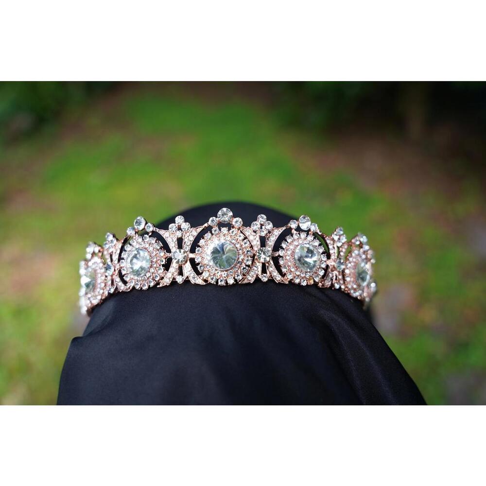 Rose Gold Bridal Tiara Crown Birthday Wedding Gift Diadem Vintage prom metal